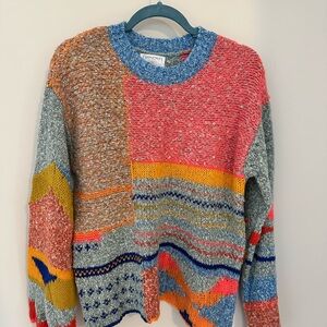 NWT Absolutely Colorblock Knit Crew Sweater - Coral, Blue, Gray, Mustard